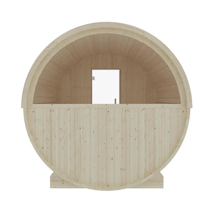 Finnish Sauna Builders Helsinki 4-Person Barrel Sauna with Terrace & 8kW WiFi Heater