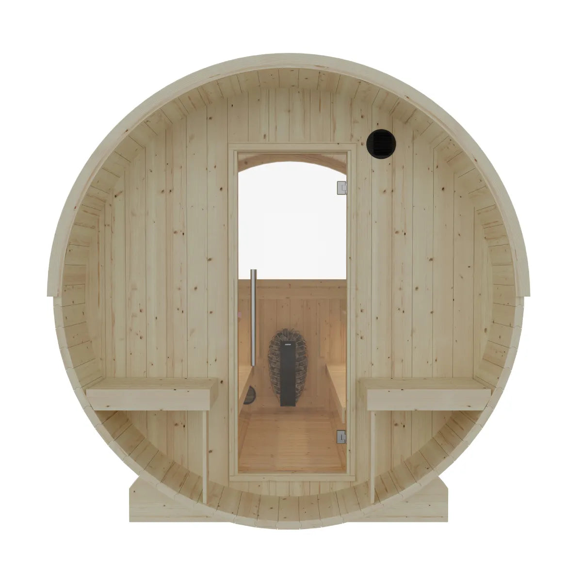 Finnish Sauna Builders Helsinki 4-Person Barrel Sauna with Terrace & 8kW WiFi Heater