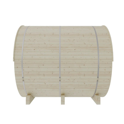 Finnish Sauna Builders Helsinki 4-Person Barrel Sauna with Terrace & 8kW WiFi Heater