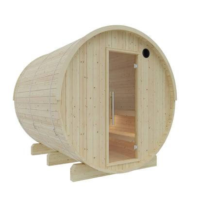 Finnish Sauna Builders Tampere 4-Person Barrel Sauna with 8kW WiFi Heater