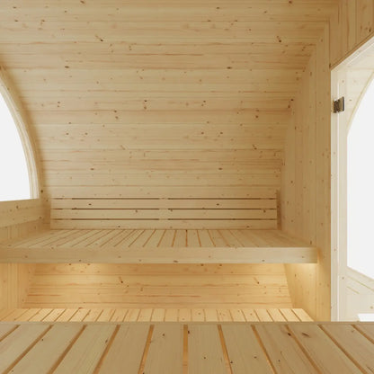 Finnish Sauna Builders Tampere 4-Person Barrel Sauna with 8kW WiFi Heater