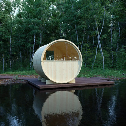 Finnish Sauna Builders Tampere 4-Person Barrel Sauna with 8kW WiFi Heater