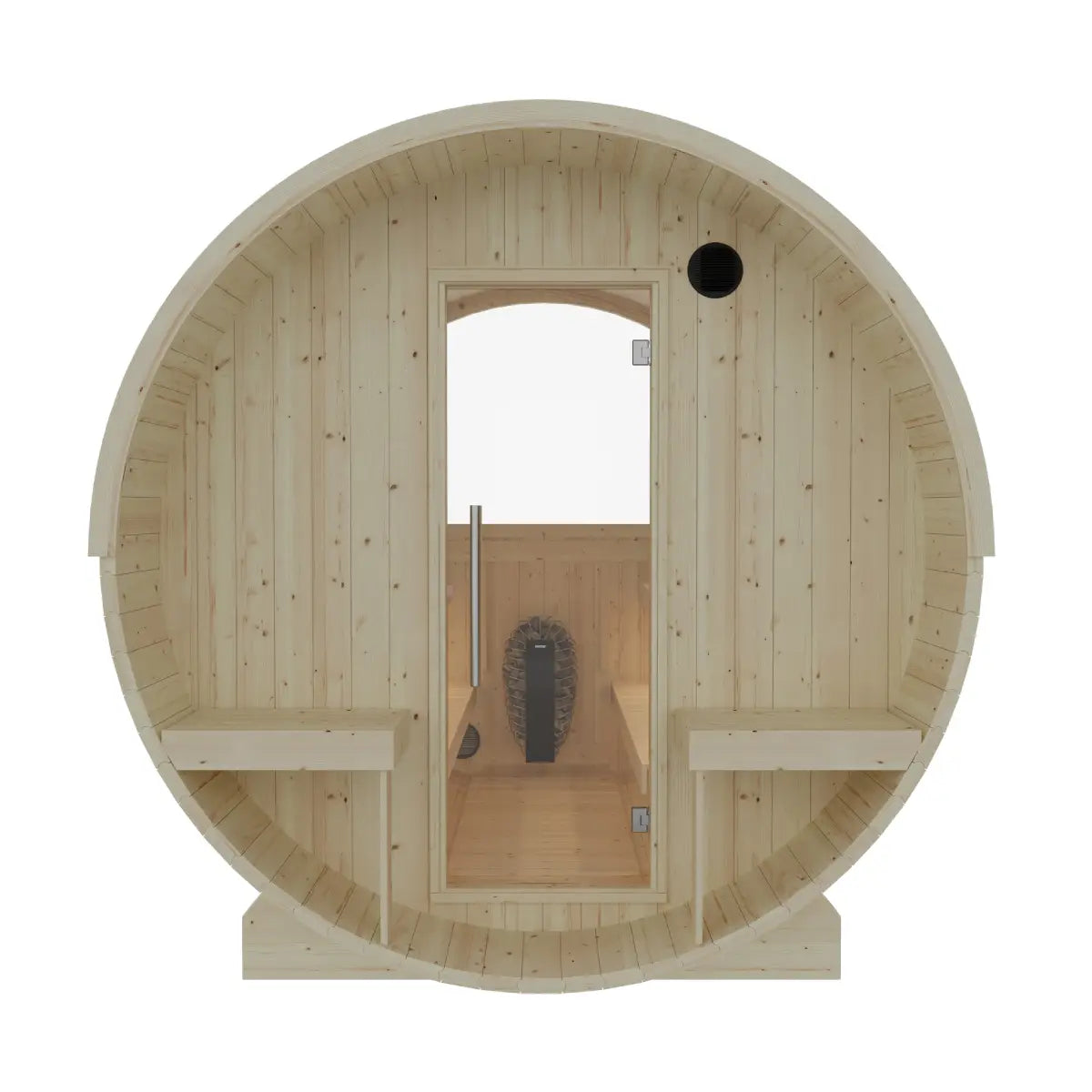 Finnish Sauna Builders Turku 6-Person Barrel Sauna with Terrace & 8kW WiFi Heater
