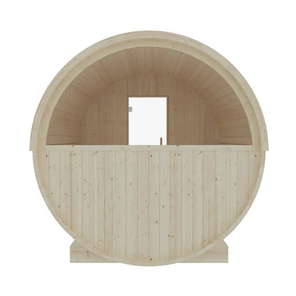 Finnish Sauna Builders Turku 6-Person Barrel Sauna with Terrace & 8kW WiFi Heater