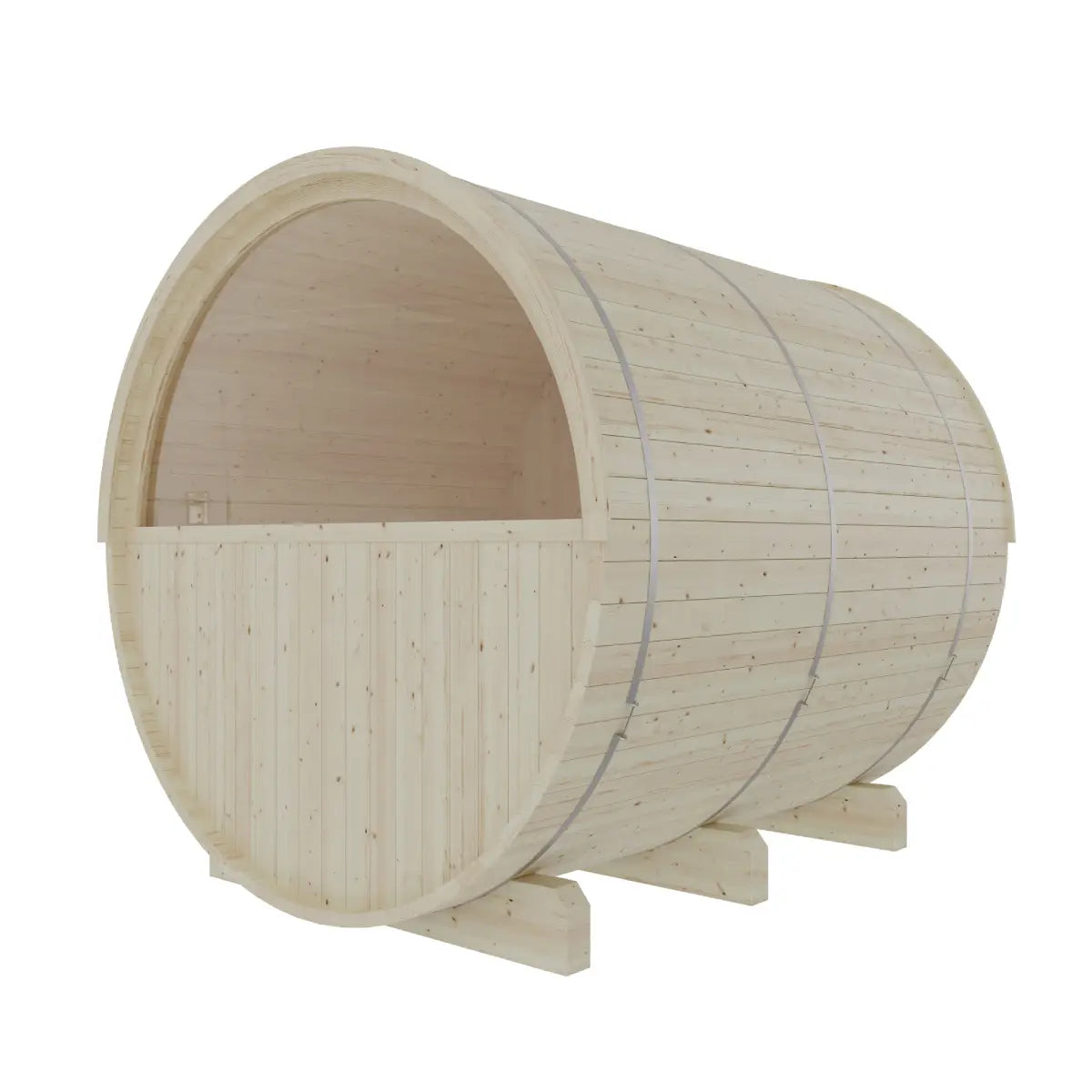 Finnish Sauna Builders Turku 6-Person Barrel Sauna with Terrace & 8kW WiFi Heater