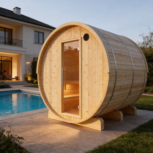 Finnish Sauna Builders Vassa 6-Person Barrel Sauna with 8kW WiFi Heater