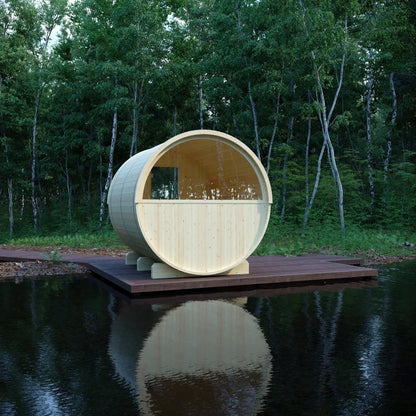 Finnish Sauna Builders Vassa 6-Person Barrel Sauna with 8kW WiFi Heater