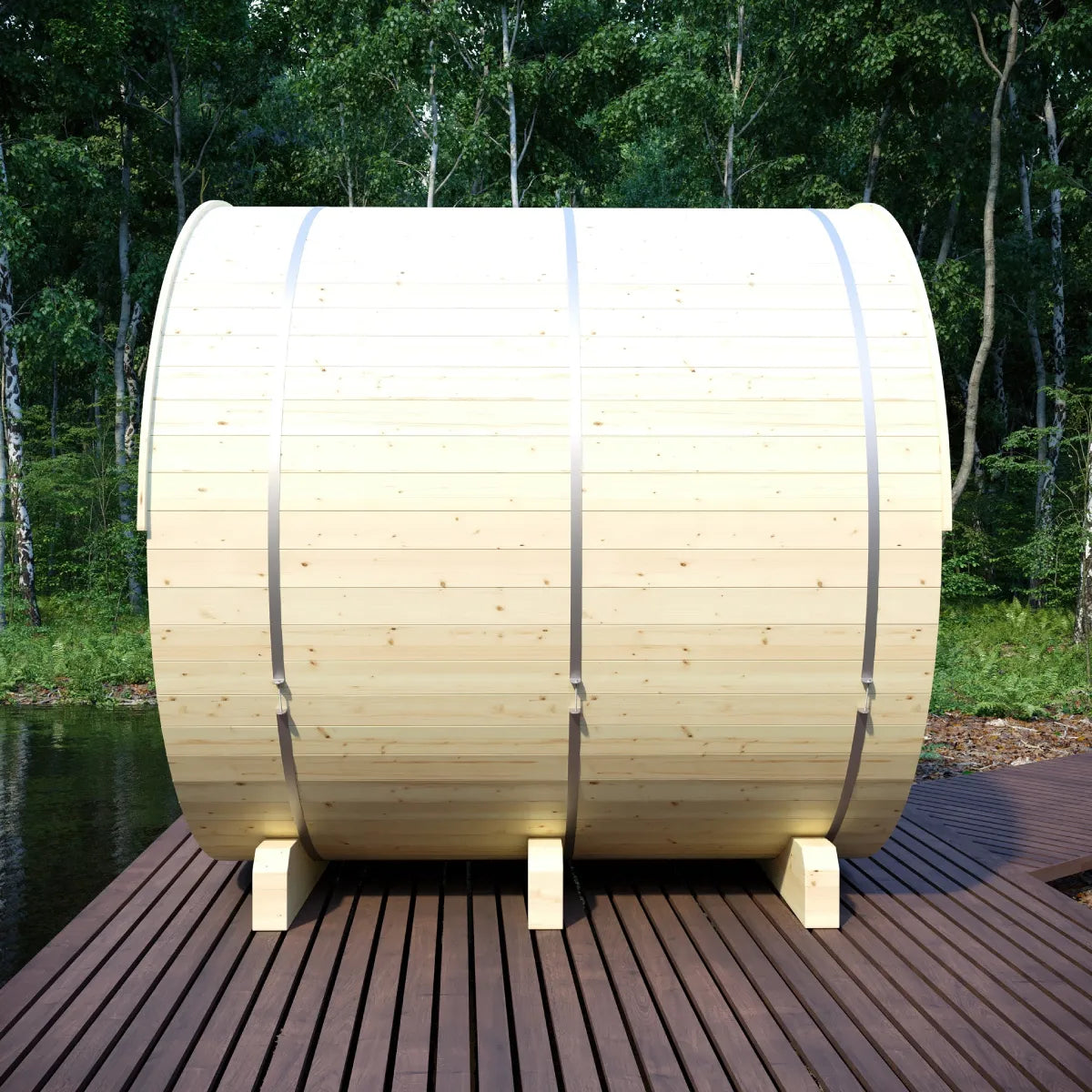 Finnish Sauna Builders Vassa 6-Person Barrel Sauna with 8kW WiFi Heater